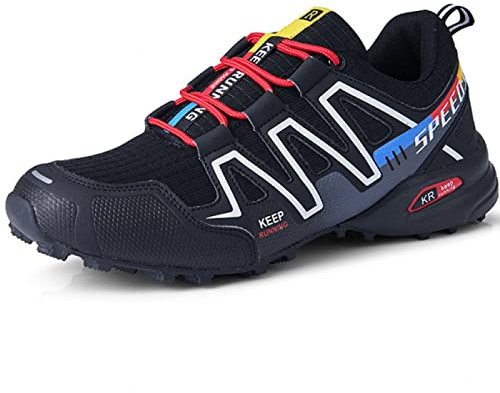 AGYE Fahrradschuhe Herren,rutschfeste Fahrradschuhe Rennrad Mountainbike MTB Schuhe Flat Assisted Sportschuhe,Black-44