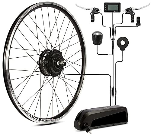 Season 26/28/ 700C Inch E-Bike Conversion Kit 36V250W front motor with 36V15.6Ah Hailong Plus Battery/ 36V13Ah Rear Carrier Battery with charger, integrated controller