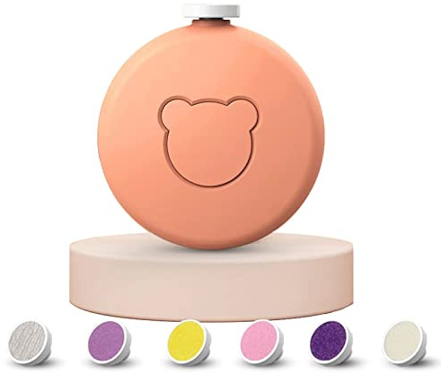 Lonnalee Lima de uñas eléctrica para bebés, cortaúñas de bebé, set de manicura y pedicura eléctrico para bebés y niños pequeños, cortaúñas 6 en 1 (naranja)