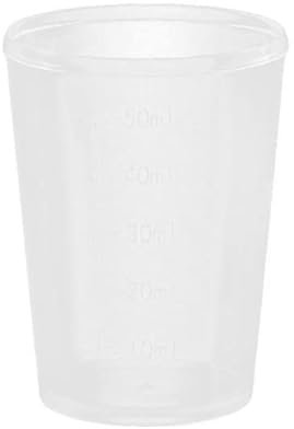 tooloflife Paquete de 100 vasos medidores de plástico, 50 ml de vaso graduado transparente para laboratorio, líquidos de cocina