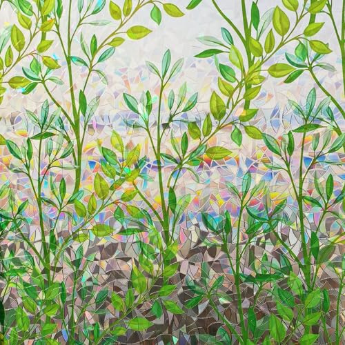 Cinbee 3D Fensterfolie Selbsthaftend 60x200 cm, Regenbogenfolie Fenster Blickdicht, Sichtschutzfolie Bunt mit Motive