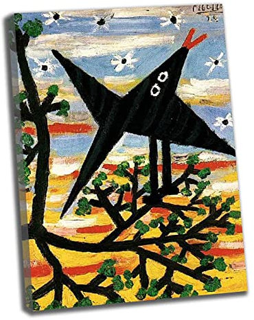 Htt-Kup-Rpp Pablo Picasso,1928 L'oiseau,Bilder Leinwand Küche Wandbilder Wohnzimmer für Schlafzimmer Dekoration Wohnung Home Deko Kunstdruck fertig zum Aufhängen（30x42cm） 12x17inch,Gerahmt