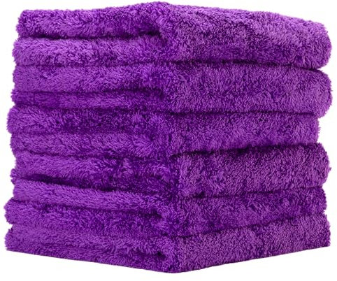 PROJE' PurplePRO Lot de 6 serviettes de séchage en microfibre pour voitures, chiffon de nettoyage ultra absorbant, 500 g/m², 40,6 x 40,6 cm, violet