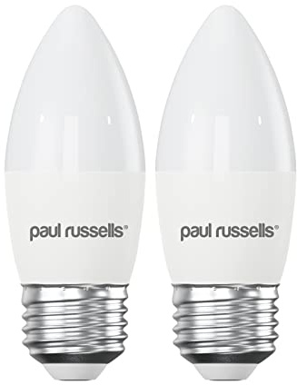 paul russells LED Candle – Dimmable Edison Screw Light, 5.5W 470 LM E27 C37 LED Bulbs, 40w Equivalent, 2700K Warm White, Dimmer ES Energy Saving Ceiling Lightsbulbs, Pack of 2