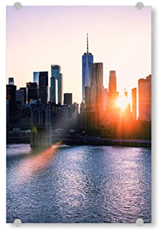 artboxONE Acrylglasbild 60x40 cm Städte Sonnenlicht in New York Bild hinter Acrylglas - Bild ny gebäude licht