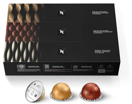 Nespresso Capsules Vertuo, Barista Flavored Pack, Medium Roast Coffee, 30 Count Coffee Pods, Brews 7.8oz.