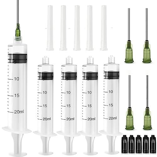 5 Seringue Plastique 20ML, Seringue de Mesure de Liquide con Aiguille, Seringue, 20 Ml Petites Seringues Liquides pour Science Laboratoire Industriel