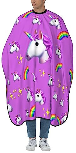 BONDIJ Lustiges Einhorn Regenbogen Haarschneideumhang Wasserdicht Verstellbar Friseurumhang Salon Haarschnitt Schürze, weiß, One size