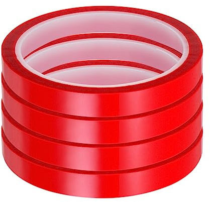 QUARKZMAN 4 Rollen Hitze Klebeband 12mmx33m108ft Keine Rückstände Rot | Hohe Temperatur Hitzebeständig Klebeband, Sublimierung Thermisch Wärme Transferband, Für Sublimierung Presse