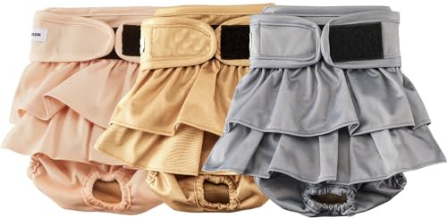 Pañales Reutilizables Lavables para Perros Hembra, Paquete de 3, Altamente absorbentes para Perros pequeños, para el celo, la incontinencia y el Entrenamiento de Cachorros (M)