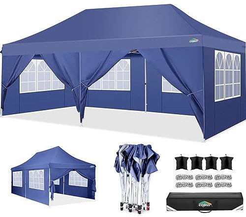 COBIZI Gazebo Pieghevole 3x6 Gazebo da Giardino 3x6m Pieghevole Gazebo Richiudibile con 6 Pareti Tende Gazebo Chiuso Impermeabile Tendone per Esterno,Campeggio,Festival UV 50+