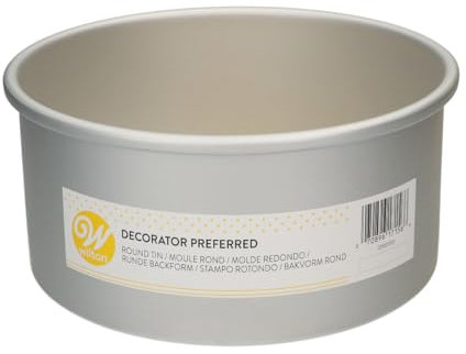 Wilton Runde Backform Extra Tief -Kuchenform für Höhe Kuchen Tortenform Backblech mit extra hohem Rand - Ø 20 x 10 cm, Silber