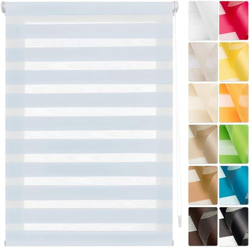 Tenda a rullo a doppio strato 55 x 80 cm Senza Forare, Blackout, Protezione Solare, Eleganti tende giorno e notte, Tenda Oscurante per finestre a Tetto, per Finestra o Porta, Blu