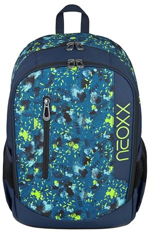 neoxx Rucksack FLOW Petrol extreme - Rucksack für die Schule und Freizeit mit 2 Fächern – Volumen ca. 20 Liter
