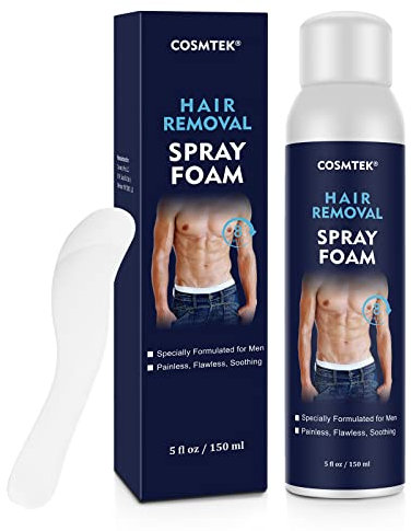 Hair Removal Spray Foam for Men, Painless Depilatory for Bikini, Pubic, Leg, Underarm, Face and Body. Intimate Hair Remove Cream. Gentle Formula for All Skin Types.