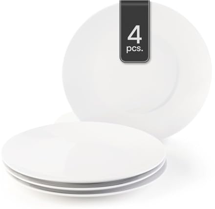 Home4You Speiseteller Flachteller Essteller - Porzellan - Weiß - Gemustert - Ø 27 cm - 4er Set