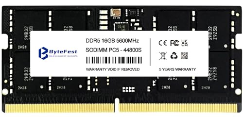 Bytefest DDR5 RAM 16GB 5600MHz CL46 1.1V SODIMM PC5-44800 Compatible portátil/Cuaderno/NUC/All-in-One Módulo de Memoria