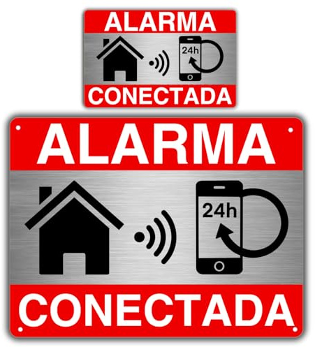 LEIASA | Set Señal Videovigilancia - 21x28 y 9x14 cm - Aluminio - Cámaras | Pack Carteles Área Videovigilada, Placa Aviso CCTV, Rótulo Zona Grabada, Adhesivo Alarma Disuasoria, Pegatina Antirrobo