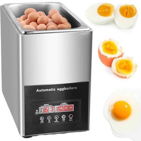 Cuociuova Elettrico 500 W Fino A 50 Uova Bollitore Uova con 3 Gradi di Cottura, Morbide, Medie, Dure, Poached, Commerciale 9l Grande Capacità Cuociuova Sode Automatico Intelligente