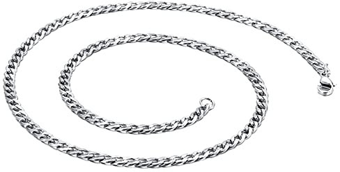 Tolldek Männer Kette 55cm, Edelstahl Panzerkette Herren Silber Metallkette Vintage Breit 12MM, Freundschaftskette Jungs Hip Hop