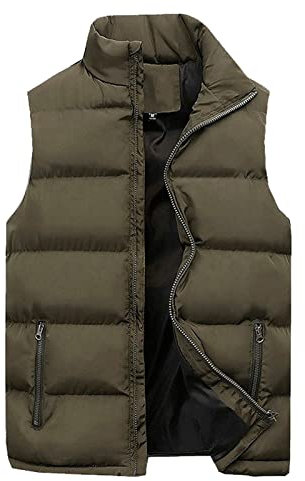 Leichte gepolsterte Herren-Weste, Steppweste, gepolsterte Weste, Outdoor-Bodywarmer, wasserabweisend, Outdoor-Jacke, Winter, warme Angelweste, Outdoor-Arbeitsweste mit Taschen, armee-grün, XXXL
