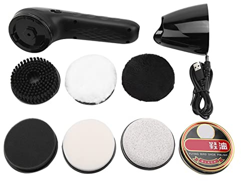 Elektrisches Schuhputzset, Schuhputzer USB wiederaufladbar, 8,7 x 3,3 Zoll elektrische Schuhputzbürste, elektrische Schuhbürste, tragbarer multifunktionaler Lederschuhputzer