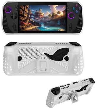 Schutzhülle für ASUS ROG Ally X Gaming Handheld, weiche Schutzhülle für ROG ALLY-X mit Ständer, stoßfest und sturzfest, Weiß