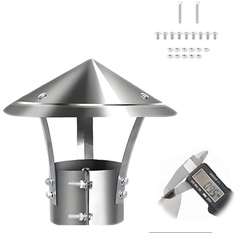 Generico Tappo Antipioggia Zincato Copertura per Canna fumaria in Acciaio Inox Comignolo Antivento Antipioggia Cappa di sfiato Superiori Conici Comignoli for Esterno Tetto(90mm/3.5in)