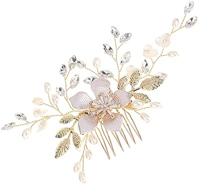 VINTORKY 1pieza Peina De Novia Perlas y Rhinestones Accesorios Para Bodas Adorno Para Cabello Decoración Nupcial Elegante Para Novias y Damas De Honor