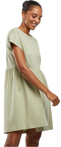 Urban Classics Damklänning, Ladies Organic Empire Valance, T-klänning, kortärmad volangklänning med hög midja, av ekologisk bomull, storlekar XS – 5XL, softsalvia, XL