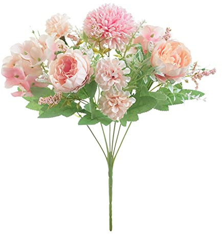 KELINFONG White Hydrangea Artificial Flowers, Silk Fake Flowers,Faux Flowers in Vase,Fake Hydrangeas Flowers for Table Centerpiece Living Room Wedding Party Office Home Decor
