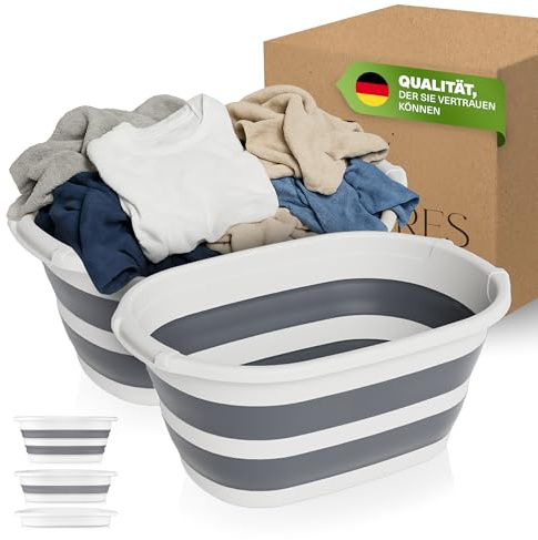 Viwares Wäschekorb 2er Set – Faltbar & platzsparend – 2× 25 L Klappbarer Wäschesammler mit Silikongriff – BPA-frei, stabil & vielseitig nutzbar für Bad, Aufbewahrung & Haushalt