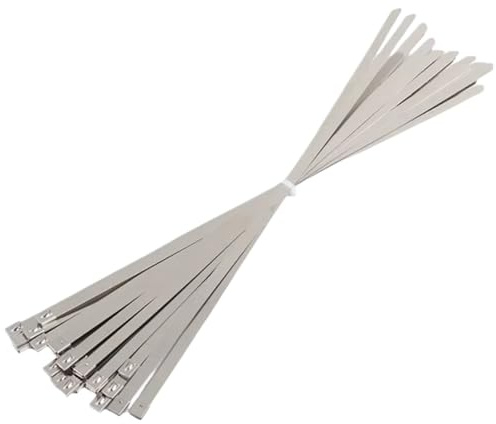 Bridas de acero inoxidable Bridas de acero inoxidable 304 con bola autoblocante de 7,9 mm y 0,31 pulgadas for escape, con revestimiento de metal y cierre de cremallera.(100pcs,7.9x250mm)
