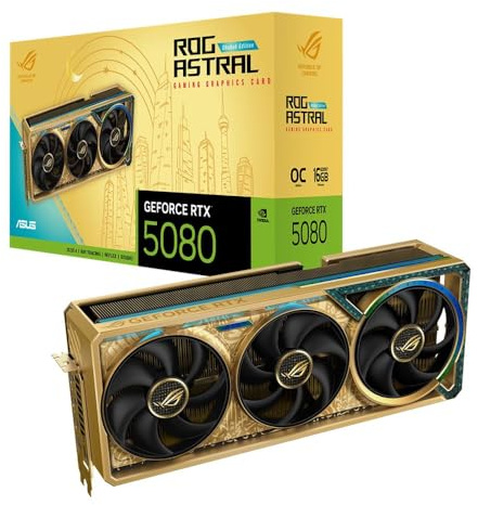 ASUS NVIDIA GEFORCE RTX 5080 ROG Astral DHAHAB CORE Triple ventilateur overclocké 16 Go GDDR