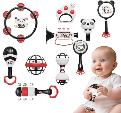 Chaies Rasseln für Babys | Panda Rasseln zum Schütteln | Musikinstrument, Lerninstrument für Spiel und Vorschullernen, frühes Erwachen