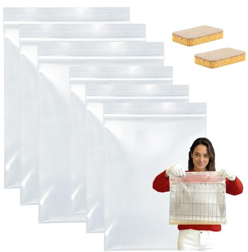 Oven Rack Cleaning Bags, No Scrub Oven Rack Cleaner Bags, No Cleaner Included, Reusable And Leak-Proof, For Ovens, Grills, And Air-Fryer Racks (3 Pcs-L+3 Pcs-S)