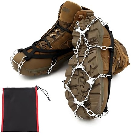 TONGIHS Steigeisen, Steigeisen für Bergschuhe, Edelstahl Spikes Schuhkrallen, für Winterwanderungen, Spaziergänge, Jogging, Klettern, Wandern