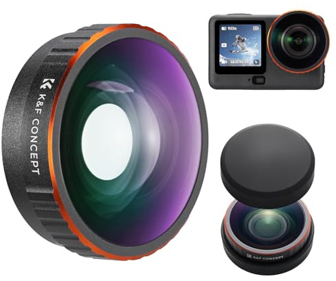 K&F CONCEPT Screw On Wide Angle Lens Compatible with DJI Osmo Action 6 Only, 185° FOV Boost Multicoated HD Optical Glass Action Camera Accessories Wider Perspective Lens with Silicone Cover