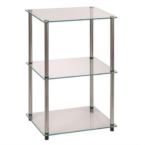 Convenience Concepts Designs2Go Classic Glass Tall 3 Tier End Table, Glass