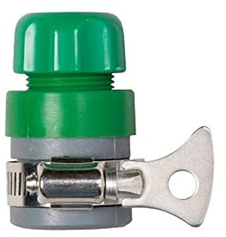 Garden hose pipe tap connector with jubilee type clip