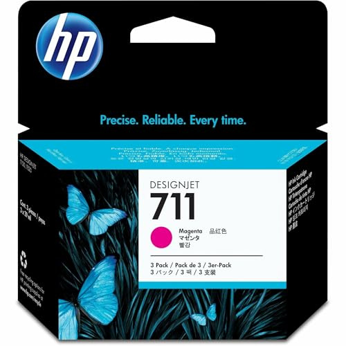 HP 711 Magenta, Original Druckerpatronen 3er-Pack | Tinte für DesignJet T120, 29 ml (CZ135A)