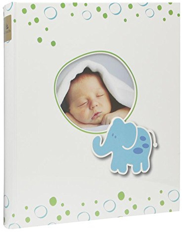 goldbuch Babyalbum mit Fensterausschnitt, Elefant, 30 x 31 cm, 60 weiße Blankoseiten mit 4 illustrierten Seiten und Pergamin-Trennblättern, Kunstdruck mit UV-Lack, Weiß, 15122