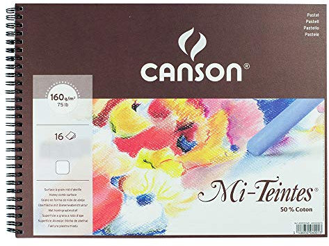 Canson : Mi-Teintes : Pastel Pad : Spiral : 32x41cm : 16 Sheets : White