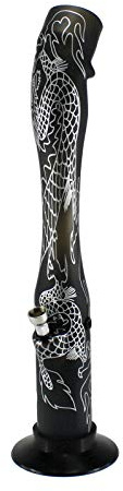Budawi® Acrylbong Drache schwarz Höhe 40 cm mit Schraub Kopf und Chillum