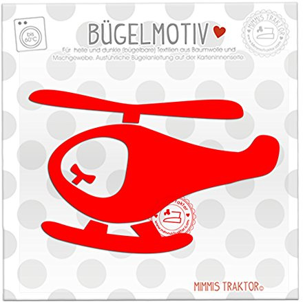 Bügelbild Feuerwehr Hubschrauber 12,5 x 8 cm ROT Flockfolie Aufbügler Applikationen Bügelsticker für Stoffe Textilien Kinder zum Aufbügeln Flicken