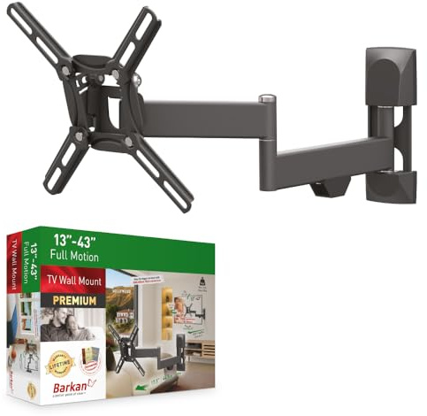 Barkan TV Wandhalterung, 13-43 Zoll Schwenkbar/Neigbar Fernseher TV Halterung, hält bis 25Kg, Patentierter, UL Zertifiziert, OLED Fernseher Halterung, Max. VESA 200x200