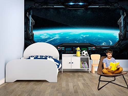 Fotomural Vinilo Pared Infantil Futurista Ventana Espacial | Fotomurales pared | Fotomural Vinilo Decorativo | Varias Medidas 200 x 150 cm | Diseño Elegante