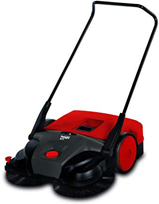 Balayeuse manuelle haaga 677 Profi (Avec brosses alimentées par batterie, Chargeur + batterie inclus, Pour surfaces sèches/humides, Sable ou canettes, Convient pour les surfaces de plus de 200 m²) 677400, Rouge