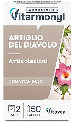 Artiglio del Diavolo - Integratore alimentare per il Benessere delle Articolazioni - Arricchito con Vitamina C per Supportare la Funzione delle Cartilagini - 50 capsule - Vitarmonyl