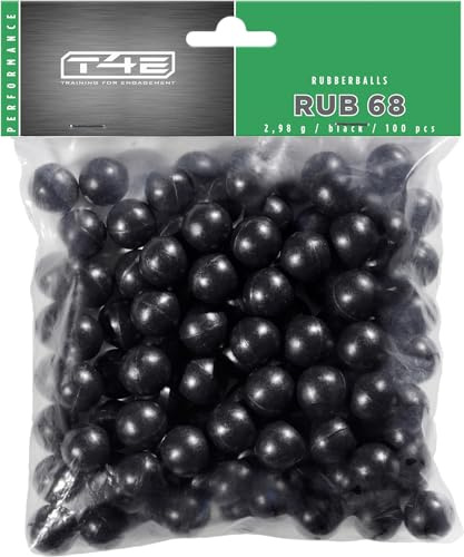 T4E RUB 68 Paintball Kugeln Schwarze Rubberballs, Kaliber 0.68, 100 Stück | Für T4E-Markierer, ideal für Training